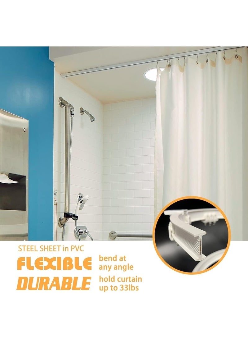 Arabest Flexible Curved Ceiling Curtain Track 3m, DIY Bendable Rail System with Silent Rollers for Bay Windows, Shower Stalls, RVs, Closets & Room Separation - Image 4